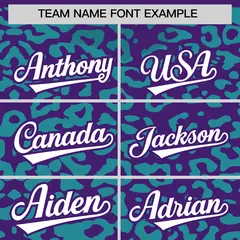 Purple Aqua Leopard Print Baseball Jersey 3