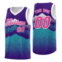 Purple Aqua Mountain Fade Gradient Fashion Basketball Jersey 1