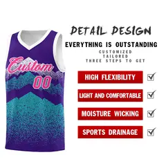 Purple Aqua Mountain Fade Gradient Fashion Basketball Jersey 2