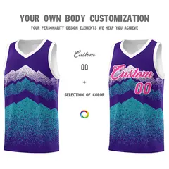 Purple Aqua Mountain Fade Gradient Fashion Basketball Jersey 3