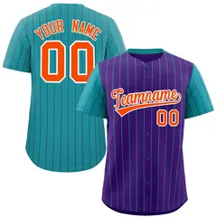 Purple Aqua Pinstripe Raglan Baseball Jersey 1
