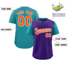 Purple Aqua Pinstripe Raglan Baseball Jersey 2