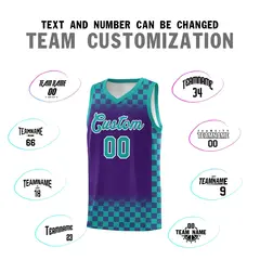 Purple Aqua Plaid Basketball Jersey for Teams 4