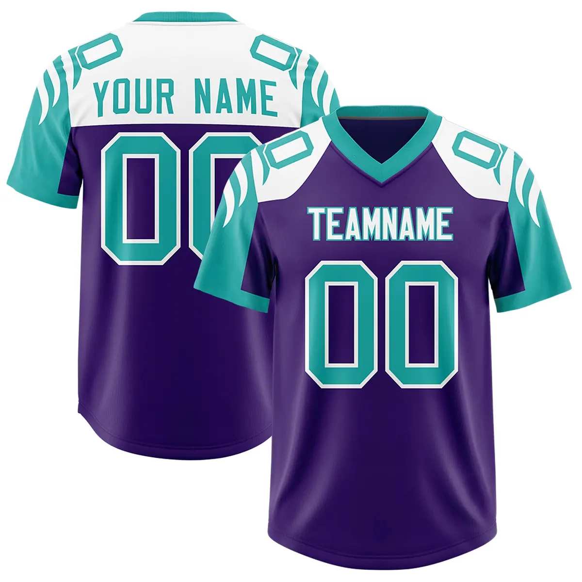 Purple Aqua Raglan Authentic Football Jersey