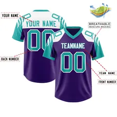 Purple Aqua Raglan Authentic Football Jersey 2
