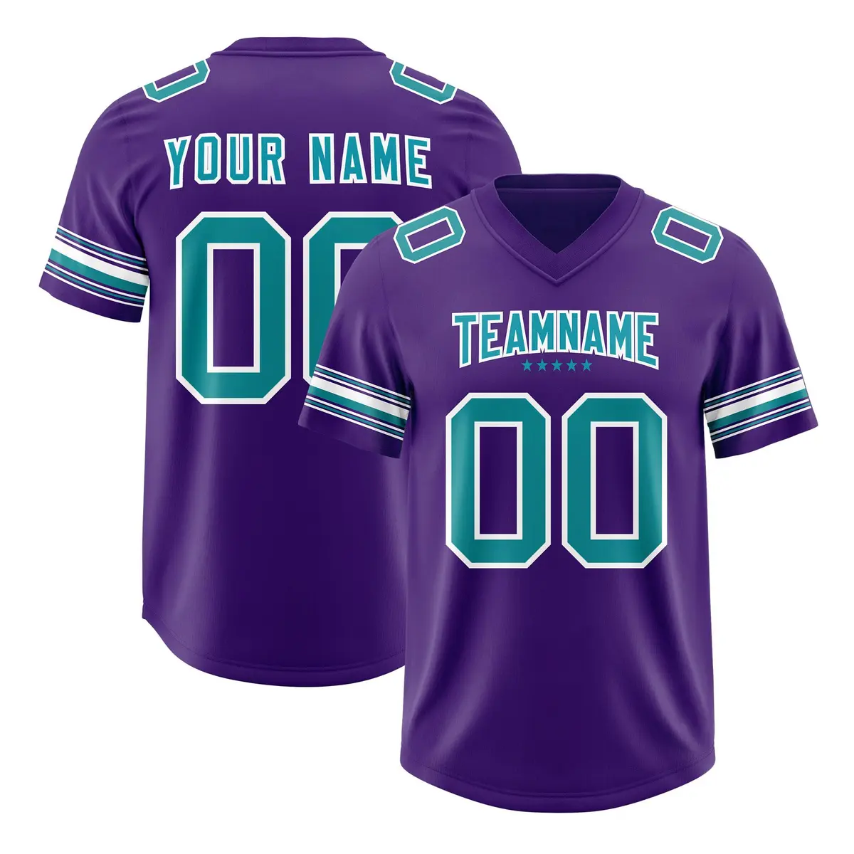 Purple Aqua Retro Sleeve Line Authentic Football Jersey