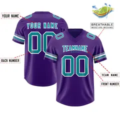 Purple Aqua Retro Sleeve Line Authentic Football Jersey 2