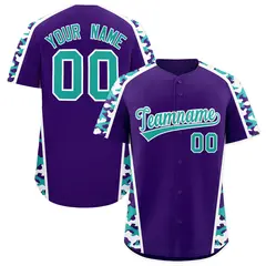 Purple Aqua Side Camo Baseball Jersey 1