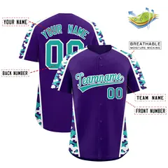 Purple Aqua Side Camo Baseball Jersey 2