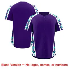 Purple Aqua Side Camo Baseball Jersey 7