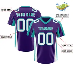 Purple Aqua Side Stripe Authentic Football Jersey 2