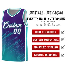 Purple Aqua Splash Basketball Uniforms Moisture Wicking 2