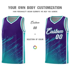 Purple Aqua Splash Basketball Uniforms Moisture Wicking 3