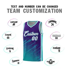 Purple Aqua Splash Basketball Uniforms Moisture Wicking 4