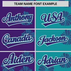 Purple Aqua Split Flower Graffiti Authentic Baseball Jersey 3