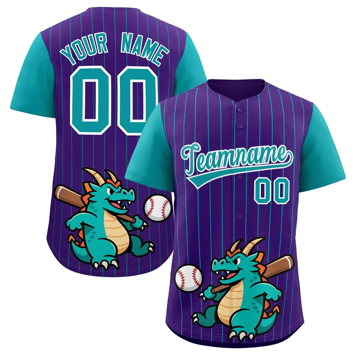 Purple Aqua Stripe Animals Graffiti Raglan Baseball Jersey