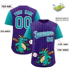 Purple Aqua Stripe Animals Graffiti Raglan Baseball Jersey 2