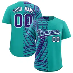 Purple Aqua Tribal Split Baseball Jersey 1