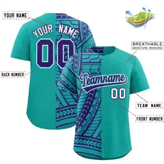 Purple Aqua Tribal Split Baseball Jersey 2