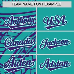 Purple Aqua Tribal Split Baseball Jersey 3