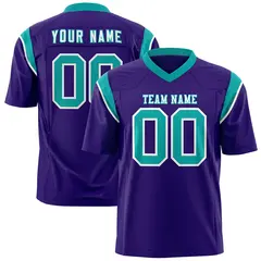 Purple Aqua Two-Tone Shoulder Cut Flag Football Jersey 1