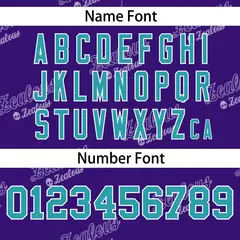 Purple Aqua-White Letter Full-Zip Varsity Bomber Jacket 6