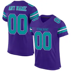Purple Aqua-White Mesh Football Jersey 1