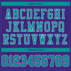 Purple Aqua-White Mesh Football Jersey 3