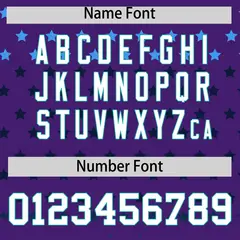 Purple Aqua-White Raglan Sleeve Star Print Baseball Jersey 4