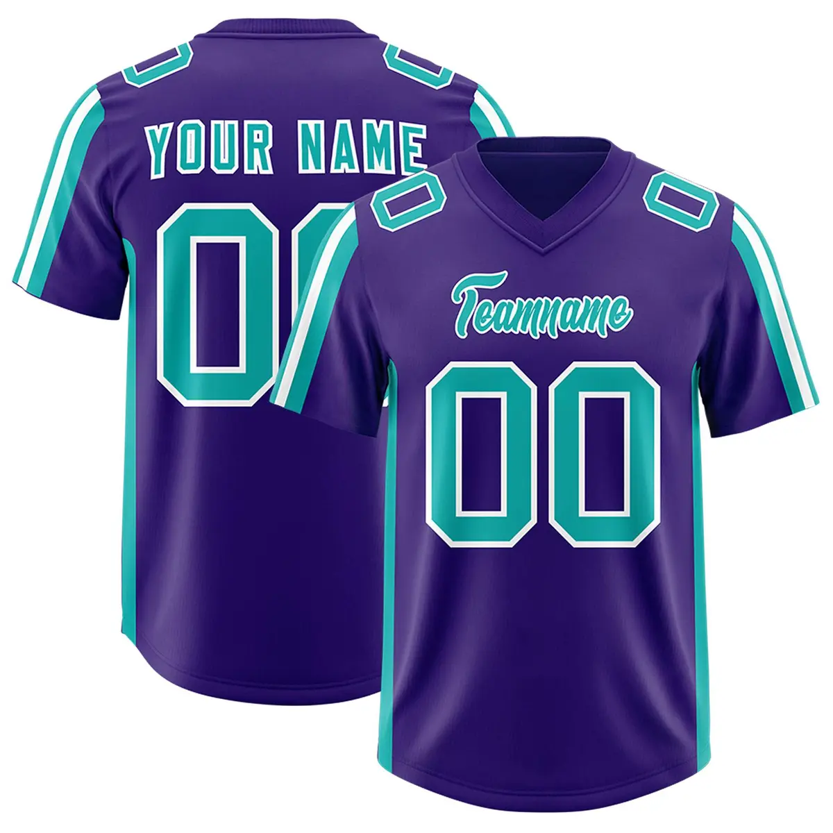 Purple Aqua White Side Stripe Authentic Football Jersey