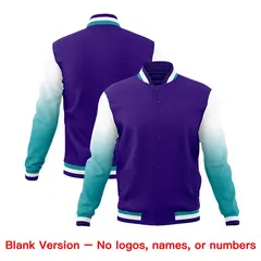 Purple Aqua White Varsity Raglan Gradient Letterman Jacket 7