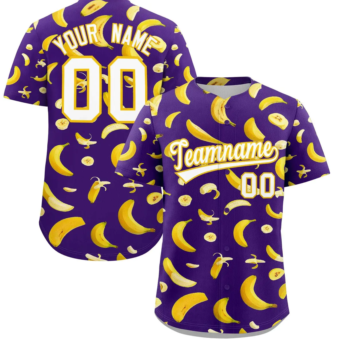 Purple Banana Graffiti Pattern Fashion Baseball Jersey