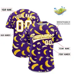 Purple Banana Graffiti Pattern Fashion Baseball Jersey 2