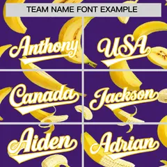 Purple Banana Graffiti Pattern Fashion Baseball Jersey 4