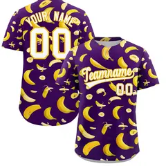 Purple Banana Graffiti Pattern Fashion Baseball Jersey