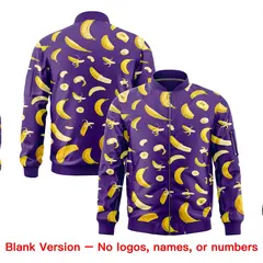Purple Banana Pattern Varsity Letterman Bomber Jacket 8