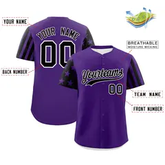 Purple Black American Flag Raglan Baseball Jersey 2