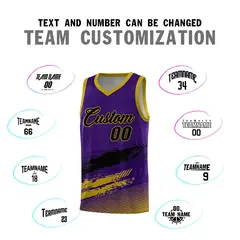 Purple Black and Old Gold Graffiti Basketball Jersey 4