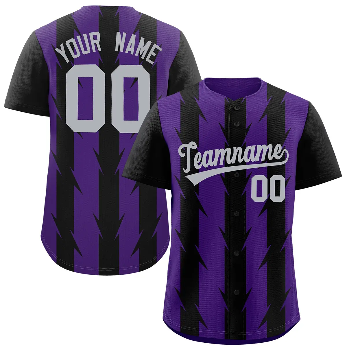 Purple Black Blade Pattern Raglan Baseball Jersey