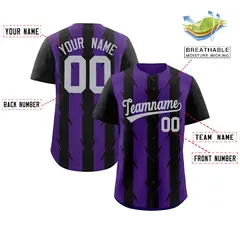 Purple Black Blade Pattern Raglan Baseball Jersey 2