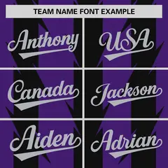 Purple Black Blade Pattern Raglan Baseball Jersey 3