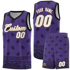 Purple Black Cashew Pattern Team Basketball Jersey