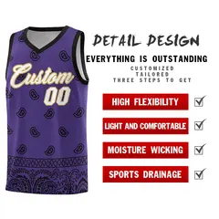 Purple Black Cashew Pattern Team Basketball Jersey 2
