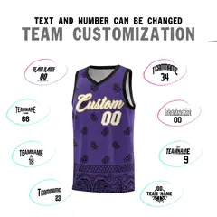 Purple Black Cashew Pattern Team Basketball Jersey 4