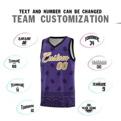 Purple Black Cashew Pattern Team Basketball Jersey 4