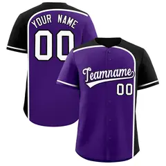 Purple Black Color Block Authentic Baseball Jersey