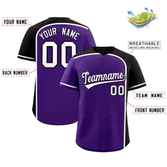 Purple Black Color Block Authentic Baseball Jersey 2