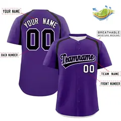 Purple Black Color Block Authentic Baseball Jersey 2
