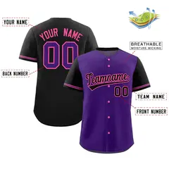 Purple Black Color Block Raglan Baseball Jersey 2