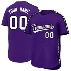 Purple Black Color Block Side Dotted Line Baseball Jersey
